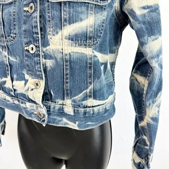 Silver Jeans Button Front Acid Wash Denim Jean Jacket Blue Size Extra Small - Picture 5 of 11